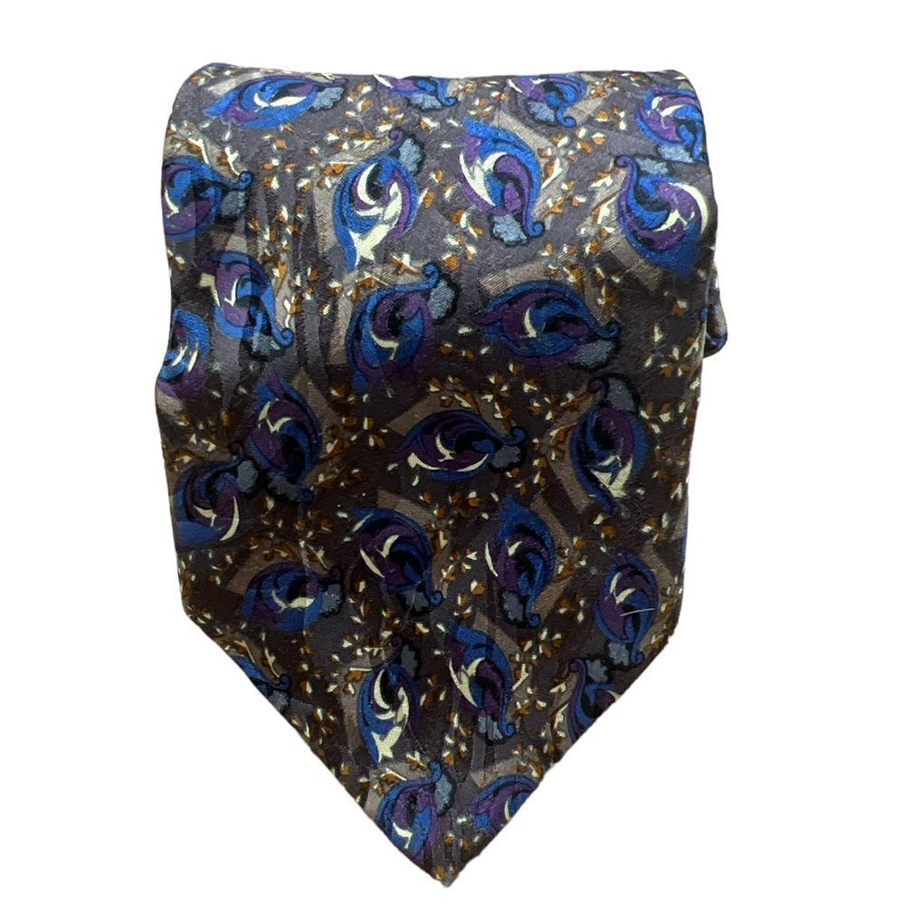 Christian Dior Brown Blue  Men Tie